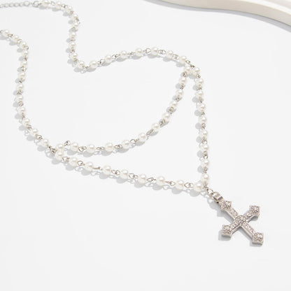 Monarch Pearl Cross Necklace
