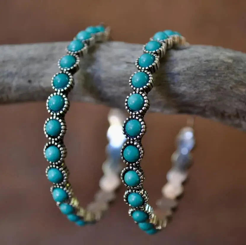 Emerald Bloom Hoop Earrings