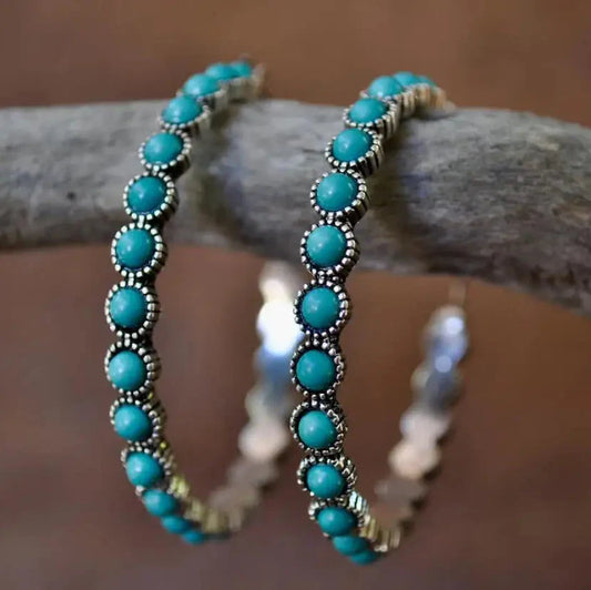 Emerald Bloom Hoop Earrings