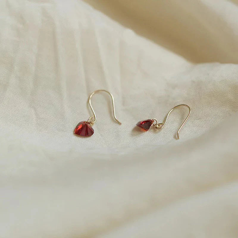 Crimson Heart Zircon Earrings