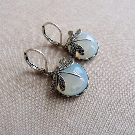 Opalescent Dragonfly Drop Earrings