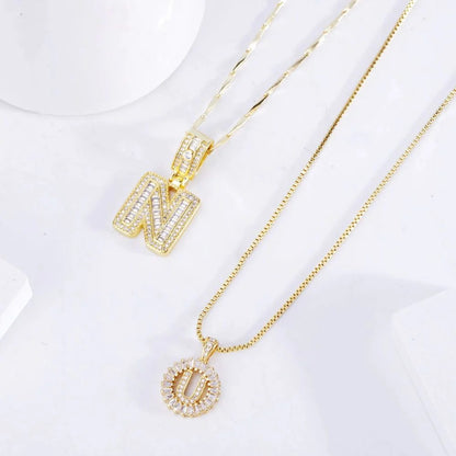 Pave Letter Initial Necklace Set